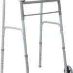 Medline Lightweight Folding Walkers for Seniors, Adults with 5” Wheels, Steel Frame Supports up to 400 lbs.