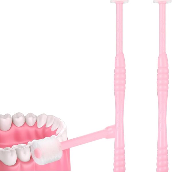 2 PCS Chemotherapy Must Have Toothbrush for Sensitive Mouths Chemo Care Package for Women Comfort Items Chemo Patients Spinning Toothbrush Oral Supplies(Pink)