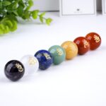 TGS Gems 7pcs Chakra Sphere Crystal Stones Natural Reiki Healing Crystals Gemstones with Engraved Chakra Symbol Chakra Stone Kit for Meditation Crystal - Image 3