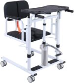 Patient Lift Transfer Chair for Home,Portable 4 in 1 Patient Lift Wheelchair 180° Split Seat, Toilet Transfer Chair W/Cushion Hydraulic Lifting Nursing Car for Elderly
