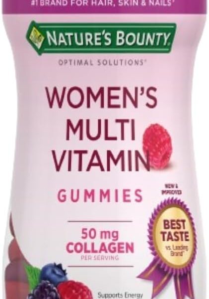 Nature's Bounty Optimal Solutions Women's Multivitamin, Immune and Cellular Energy Support, Bone Health, Raspberry Flavor, 80 Gummies, 40 Total Servings
