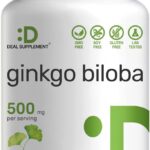 DEAL SUPPLEMENT Ginkgo Biloba 500mg Per Serving, 240 Capsules, 4 Month Supply – Grown in Northern Asia – Extra Strength, Promotes Brain Function
