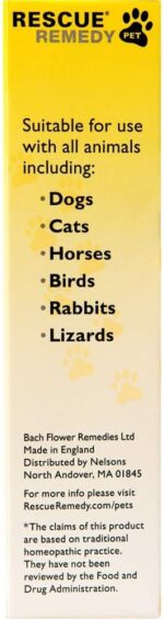 Bach RESCUE Remedy PET Dropper 20mL, Natural Stress Relief, Calming for Dogs, Cats, & Other Pets, Homeopathic Flower Essence, Thunder, Fireworks & Travel, Separation, Sedative-Free - Image 5