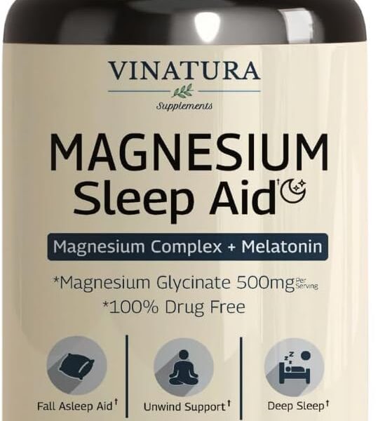 Magnesium Sleep Aid - Magnesium Complex Supplement with Melatonin for Sleep - Magnesium Glycinate 500mg, Magnesium L-Theanine - 120 Capsules