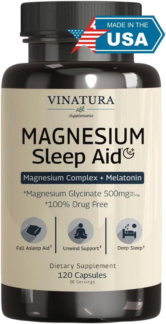 51YyZ6zvKoL._AC_SL1080_.jpg Magnesium Sleep Aid - Magnesium Complex Supplement with Melatonin for Sleep - Magnesium Glycinate 500mg, Magnesium L-Theanine - 120 Capsules - Image 1