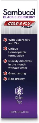 Sambucol Cold and Flu Relief Tablets - Homeopathic Cold Medicine, Cold Remedy for Adults, Black Elderberry for Colds, Zinc Cold Remedy - 60 Count - Image 9