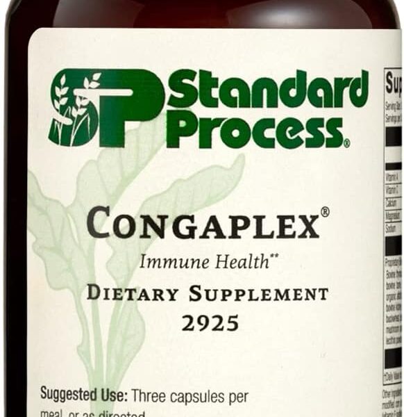 Standard Process Inc. Congaplex - Thymus Gland Support Supplement - Immune Health with Calcium Lactate, Magnesium, Vitamin C & Vitamin A - Immune System Aid with Mushroom Powder - 150 Capsules