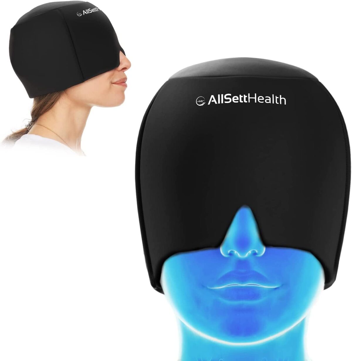 Patented Form Fitting Migraine Relief Ice Head Wrap | Headache and Migraine Hat | Hot and Cold Therapy for Puffy Eyes, Tension, Sinus and Stress Relief - Image 1