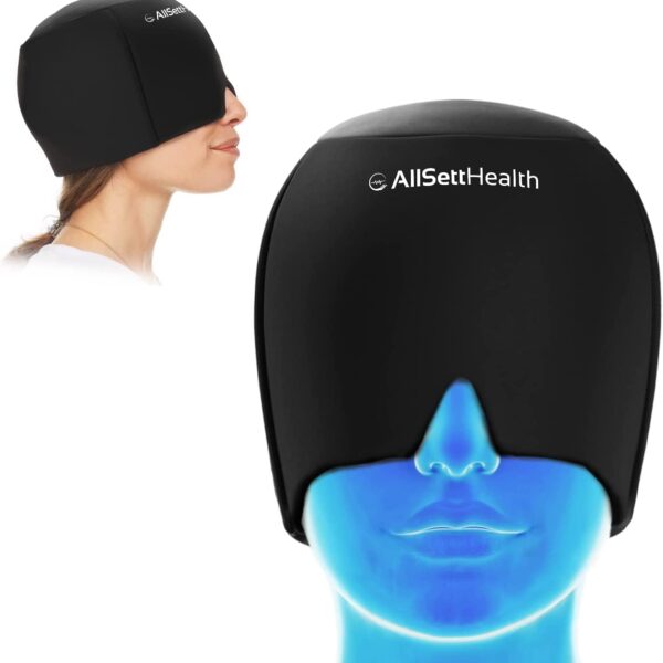 Patented Form Fitting Migraine Relief Ice Head Wrap | Headache and Migraine Hat | Hot and Cold Therapy for Puffy Eyes, Tension, Sinus and Stress Relief