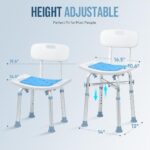 OasisSpace Heavy Duty Shower Chair with Back 500lb, EVA Padded Bath Seat with Height Adjustable Tube- Medical Tool Free Anti-Slip Shower Bench Bathtub Stool for Elderly, Senior, Handicap & Disabled - Image 2
