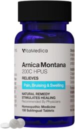 VitaMedica Arnica Montana 200C Rapid Dissolve Tablets for Natural Pain, Bruising, and Swelling Support - High Potency Homeopathic Medicine for Injury and Surgery Recovery - 150 Ct - 50 Servings
