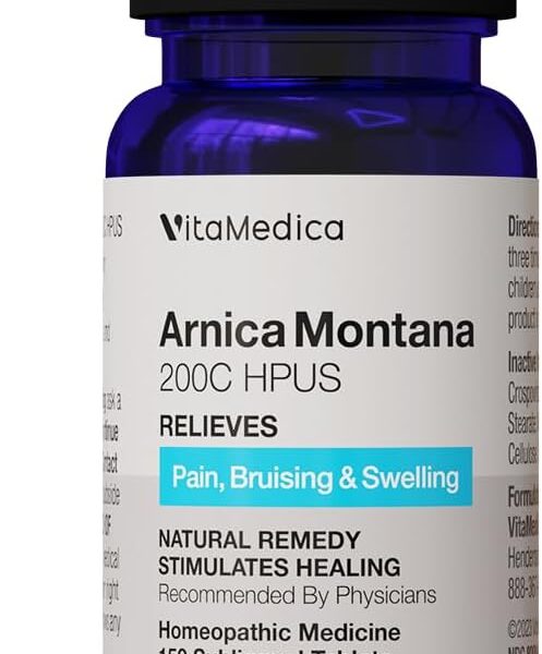 VitaMedica Arnica Montana 200C Rapid Dissolve Tablets for Natural Pain, Bruising, and Swelling Support - High Potency Homeopathic Medicine for Injury and Surgery Recovery - 150 Ct - 50 Servings
