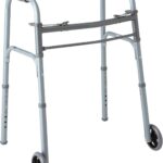 Medline Lightweight Junior/Lower Height Folding Walker with 5” Wheels