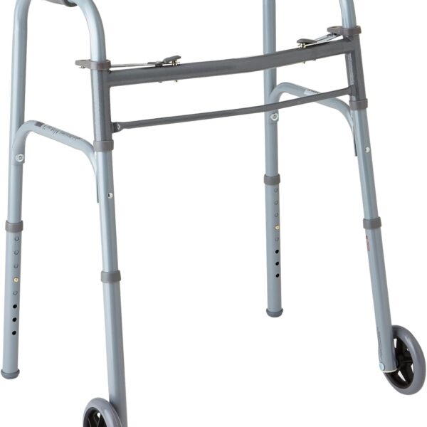 Medline Lightweight Junior/Lower Height Folding Walker with 5” Wheels
