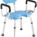 Shower Chair for Inside Shower - 550 lbs, Tool-Free Assembly, Adjustable Height, Padded Shower Stool, Removable Arms & Backrest, Shower Head Clip, Bath Seat for Elderly and Disabled (Blue)