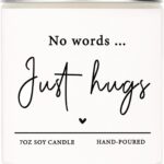 Shqiueos Sympathy Gifts for Loss of Loved One-No Words Just Hugs 7oz Lavender Scented Candle, Bereavement Gift Idea, Memorial, Grief, Thinking of You, Get Well, Comfort Condolence Gift (White)