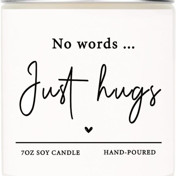 Shqiueos Sympathy Gifts for Loss of Loved One-No Words Just Hugs 7oz Lavender Scented Candle, Bereavement Gift Idea, Memorial, Grief, Thinking of You, Get Well, Comfort Condolence Gift (White)