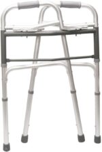 Front Wheeled Walker Folding Deluxe with 2 Button and 5" Wheels and 2 Free Pair Rear Glides, Adjustable Height (Short, Standard, Tall People) by Healthline Trading - Image 2