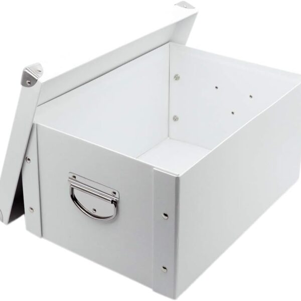 GUOZI Collapsible Storage Box, Decorative Memory Box with Lid & Metal Reinforced Corners, Cardboard File Bin with Handles, Organizer Gift Box for Keepsake Toy Photos Office Nursery Wardrobe Bookshelf