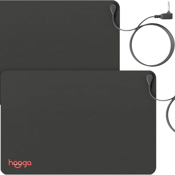 Hooga Grounding Mat for Sleep, Energy, Pain Relief, Inflammation, Balance, Wellness. Earth Connected Therapy. Indoor Grounding at Home, Office, Work. 15 Foot Cord Included. Conductive Carbon (2 Pack)