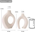 Snuggle Hollow Ceramic Vase Set of 2, Nordic Modern Boho ins Style Decorative Ceramic Aesthetic Flower Vase for Home Decor (Milky White W 6.3" X H 8.4") - Image 6