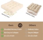 22 inches Meditation Pillow, 2 Pack Square Large Floor Cushions for Adults, Thick Corduroy Floor Pillows for Sitting, Yoga, Living Room, Sofa, Tatami, Beige - Image 5