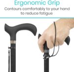 Vive Adjustable Carbon Fiber Walking Cane for Elderly Men & Women - Lightweight Grip Handle for Balance & Comfort - Fancy Single Tip Medical Stick, Fashionable Disability Comfort & Mobility Accessory - Image 5
