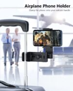 MiiKARE Airplane Travel Essentials Phone Holder, Universal Handsfree Phone Mount for Flying with 360 Degree Rotation, Accessory for Airplane, Travel Must Haves Phone Stand for Desk, Black&Black - Image 2