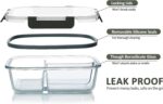 M MCIRCO [5-Pack, 36 oz] Glass Meal Prep Containers 3 Compartment with Lids, Glass Lunch Containers,Food Prep Lunch Box,Bento Box,Microwave, Oven, Freezer, Dishwasher (4.5 Cups) - Image 3