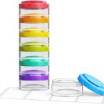 AUVON Stackable Pill Organizer for Flexible Use, Extra Large Weekly Pill Case with Efficient Filling Design, Colorful Pill Box 7 Day Easy to Track, Pill Container for Medications, Vitamins, Fish Oils
