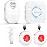 CallToU Caregiver Pager Call Button elderlyWireless SOS Call Button Vibration Pager Nurse Calling Alert System for Home Elderly Disabled Patient 2 SOS Call Buttons/Transmitters 2 Receivers