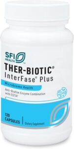 Klaire Labs SFI Health Ther-Biotic Interfase Plus - Anti Biofilm Enzymes with EDTA to Support Gut Flora, Toxin Cleanse & Full Body Detox - Promote Biofilm Matrix Disruption (120 Capsules)