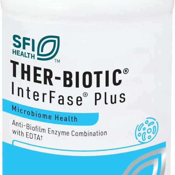 Klaire Labs SFI Health Ther-Biotic Interfase Plus - Anti Biofilm Enzymes with EDTA to Support Gut Flora, Toxin Cleanse & Full Body Detox - Promote Biofilm Matrix Disruption (120 Capsules)
