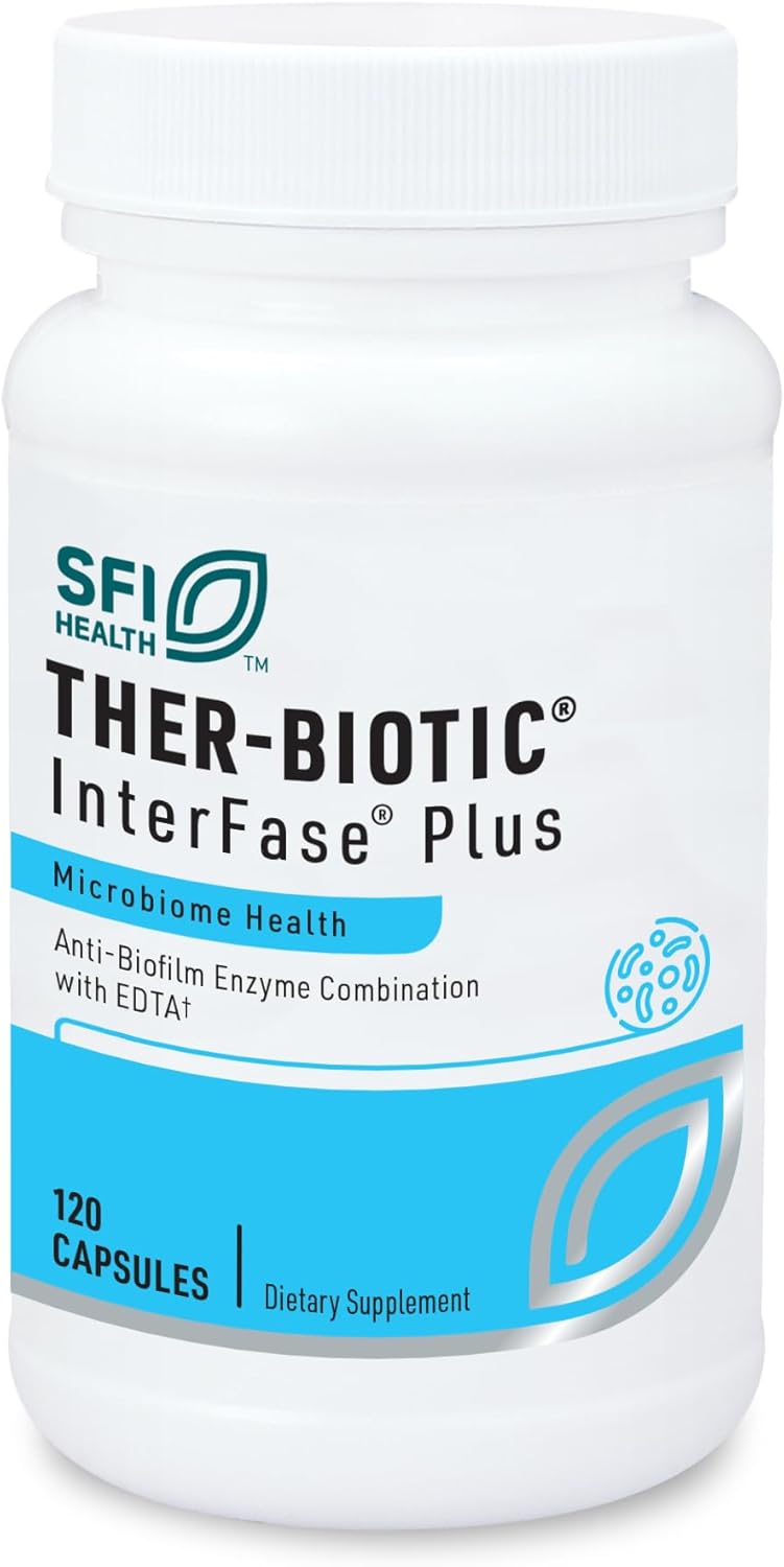 612fWHBbaIL._AC_SL1500_.jpg Klaire Labs SFI Health Ther-Biotic Interfase Plus - Anti Biofilm Enzymes with EDTA to Support Gut Flora, Toxin Cleanse & Full Body Detox - Promote Biofilm Matrix Disruption (120 Capsules) - Image 1