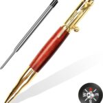 Bolt Action Pen with Compass & Extra Refill, Christmas Gifts Thanksgiving Day Gift Cool Gadgets for Men Wooden Ballpoint Pens Luxury Gel Ink Pens Medium Point 1.0mm Black Ink,3.53Oz(Pack of 1)