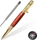 Bolt Action Pen with Compass & Extra Refill, Christmas Gifts Thanksgiving Day Gift Cool Gadgets for Men Wooden Ballpoint Pens Luxury Gel Ink Pens Medium Point 1.0mm Black Ink,3.53Oz(Pack of 1)