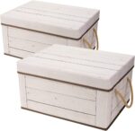 Livememory Memory Box for Keepsake, Decorative Storage Boxes with Lids and Handles for Storage, Decorative - L15.7 x W11.8 x H7.9 In (Not Made of Wood, 2 Pack)