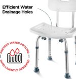 Medical king Shower Chair Set of 3 - Includes Back Scrubber & Additional Sponge - Anti Slip for Safety, with 8 Adjustable Heights Portable - Tool Free Shower Chair - Bath Chair for Elderly - Image 6