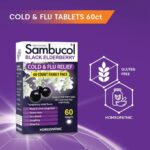 Sambucol Cold and Flu Relief Tablets - Homeopathic Cold Medicine, Cold Remedy for Adults, Black Elderberry for Colds, Zinc Cold Remedy - 60 Count - Image 4