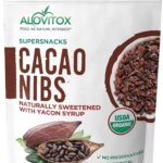Alovitox Cacao Nibs With Organic Yacon Syrup | Healthy Protein Bite Snack (Raw, Non-GMO, Sugar Free, Keto, Paleo, Gluten Free & Vegan) | Antioxidant With Criollo Chocolate Extracts | 8 Oz
