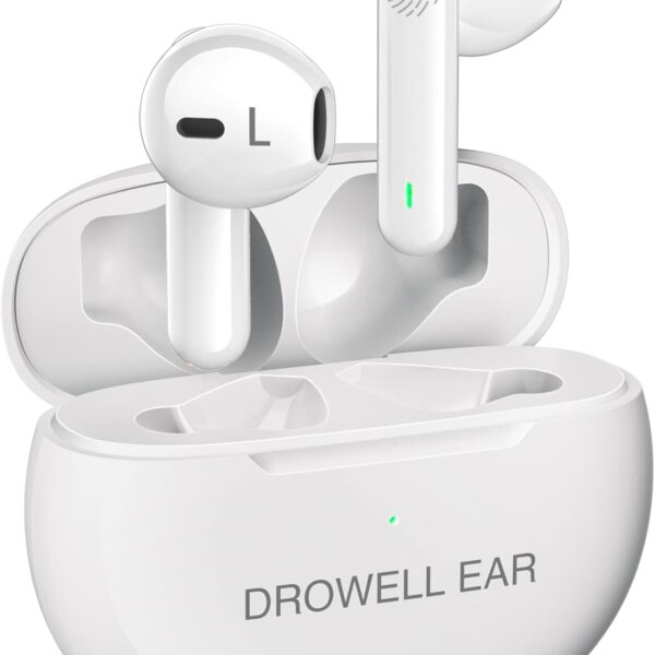 Hearing Aids, Hearing Aids for Seniors Rechargeable with Noise Cancellin Hearing Amplifiers for Seniors & Adults Hearing Loss with Portable Charging Case, Pair (Gloss White)