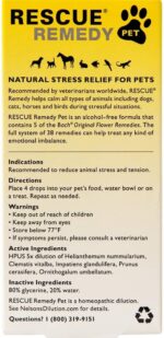 Bach RESCUE Remedy PET Dropper 20mL, Natural Stress Relief, Calming for Dogs, Cats, & Other Pets, Homeopathic Flower Essence, Thunder, Fireworks & Travel, Separation, Sedative-Free - Image 3