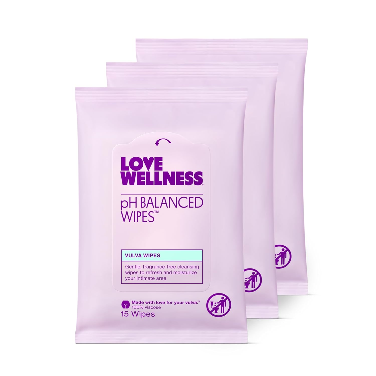 6183mcxdD-L._SL1500_.jpg Love Wellness pH Balancing Wipes for Women | Fragrance-Free | Vulva Cleanser for Balanced pH, Intimate Health & Hygiene | Non-Irritating with Aloe Vera for Sensitive Skin | Travel Size | 3-Pack - Image 1