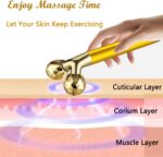 Yeamon 2 in 1 Face Massager Golden Facial Electric 3D Roller and T Shape Arm Eye Nose Massager Skin Care Tool - Image 2