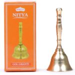 Shubhkart Solid Brass Ghanti for Pooja | 3.5 Inches Puja Bell for Temple | Hand Held Bell for Events Decoration, Food Line, Alarm, Jingles, Ringing and Service Bell (Small)