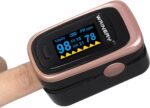 WRINERY Pulse Oximeter Fingertip, Oxygen/ O2 Saturation Monitor, OLED Portable Oximetry with Batteries, Lanyard (Rose gold-black) - Image 2