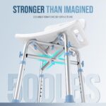 OasisSpace Heavy Duty Shower Chair with Back 500lb, EVA Padded Bath Seat with Height Adjustable Tube- Medical Tool Free Anti-Slip Shower Bench Bathtub Stool for Elderly, Senior, Handicap & Disabled - Image 3