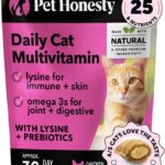 Pet Honesty Cat Multivitamin Crunchy & Creamy Chews - Cat Treats for Health + Immune, Joint Support, Skin & Coat, & Digestion - Vitamins with Omega 3s, Lysine & Probiotics (30 Day Supply)