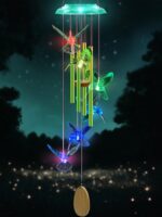 Wind Chimes,Hummingbird Solar Wind Chimes for Outside,Green Gradation Aluminum Tubes Deep Tone Memorial Wind Bell for Garden/Patio Mobiles Decorative Gifts for Mom, Wife, Grandma Neighbors(37" Long)