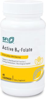 Klaire Labs SFI Health Active B12 & Folate Supplement - Vitamin B12 Lozenges with Methyl Folate - Hypoallergenic & Tastes Great (60 Dissolvable Tablets)